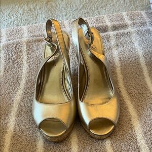 Gold Slingback Lilly Pulitzer Peep Toe Heels
